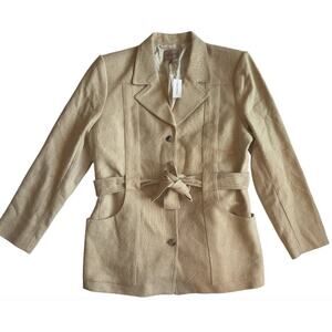 NWT Banana Republic Women’s NORFOLK LINEN-COTTON JACKET Cream Herringbone Sz 18